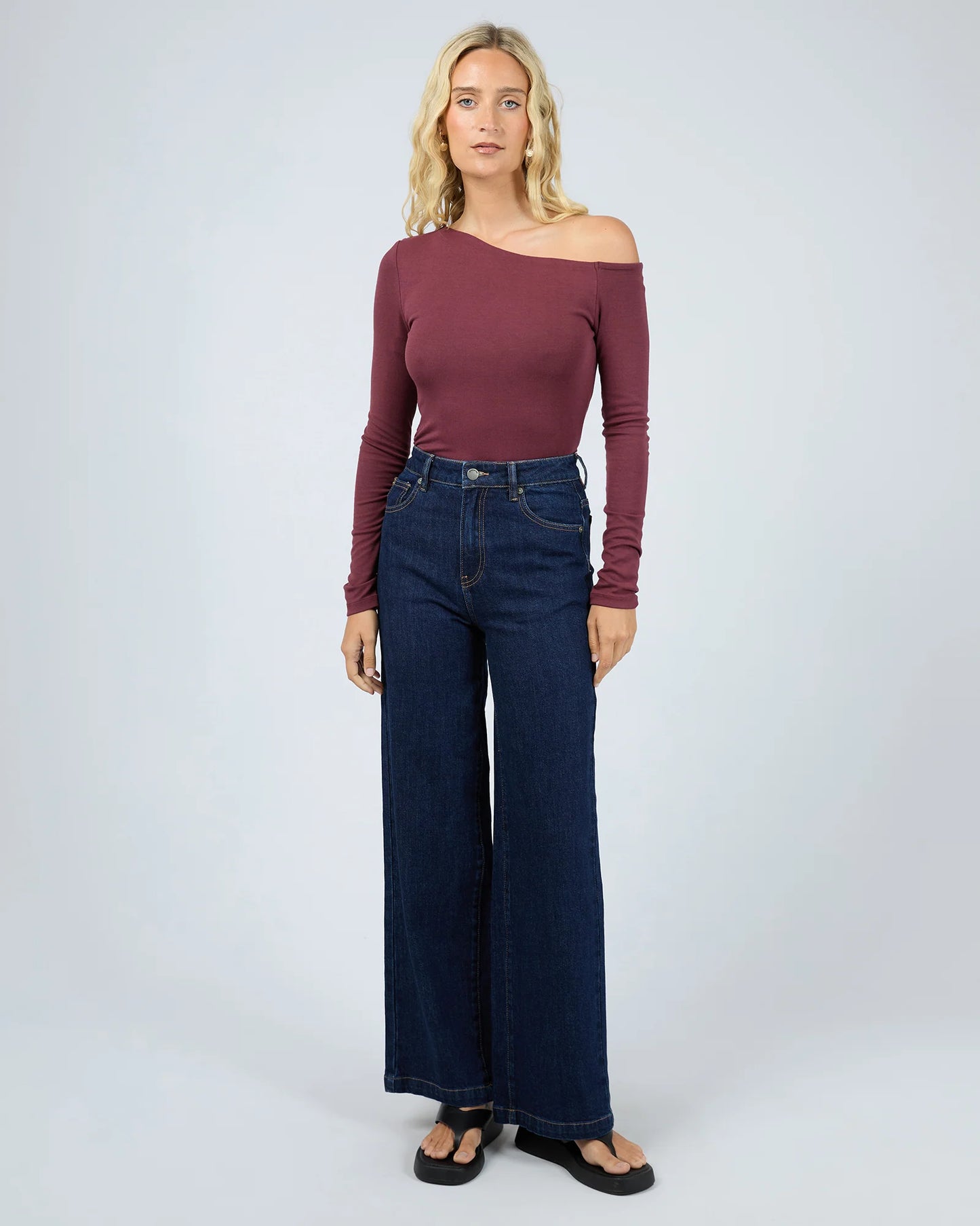 All About Eve Kylie Off Shoulder Long Sleeve Top | Burgundy