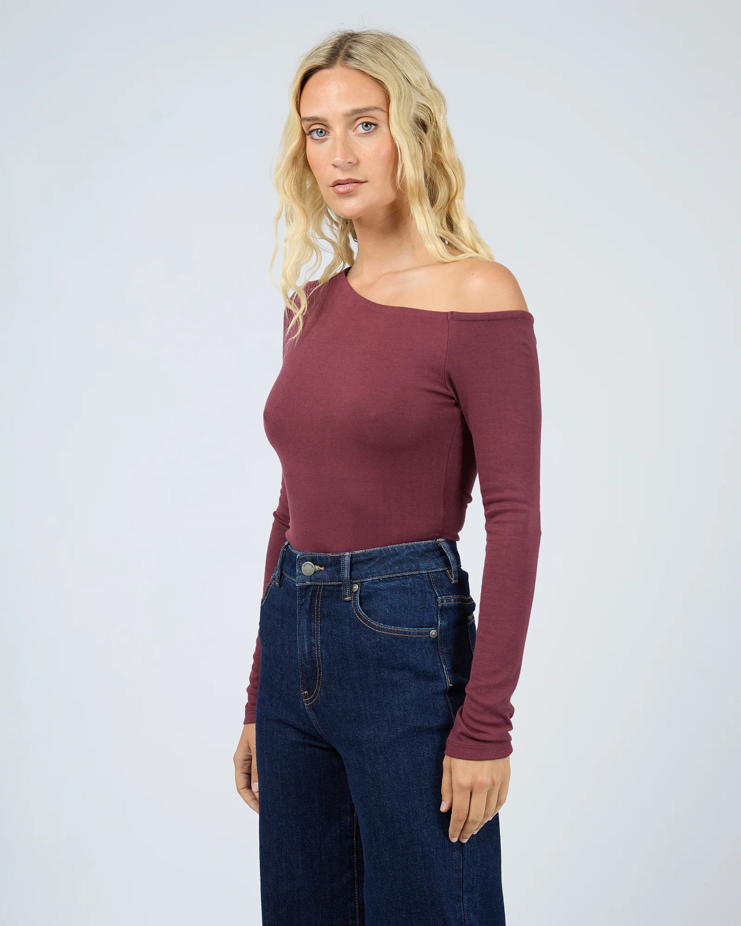 All About Eve Kylie Off Shoulder Long Sleeve Top | Burgundy