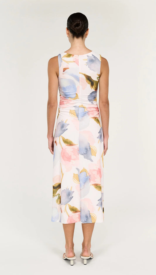 Staple The Label Valea Mesh Midi Dress | Watercolour/Floral