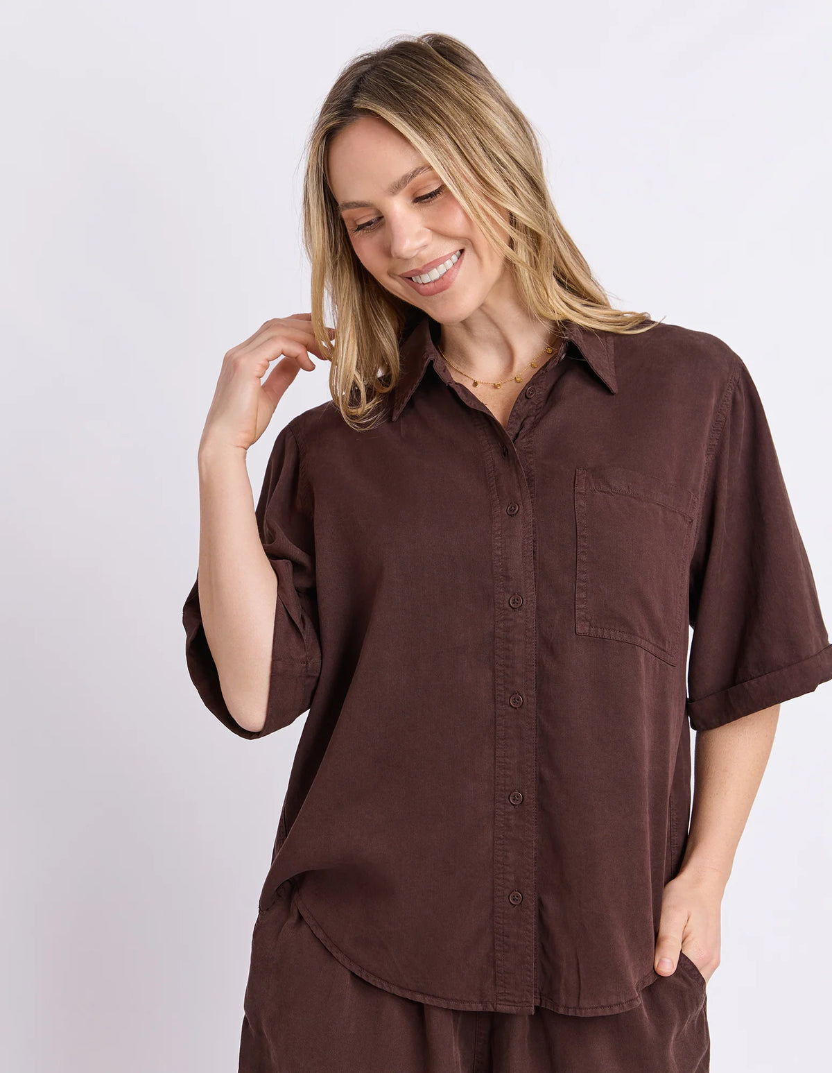 Elm Bliss Washed Shirt | Chocolate