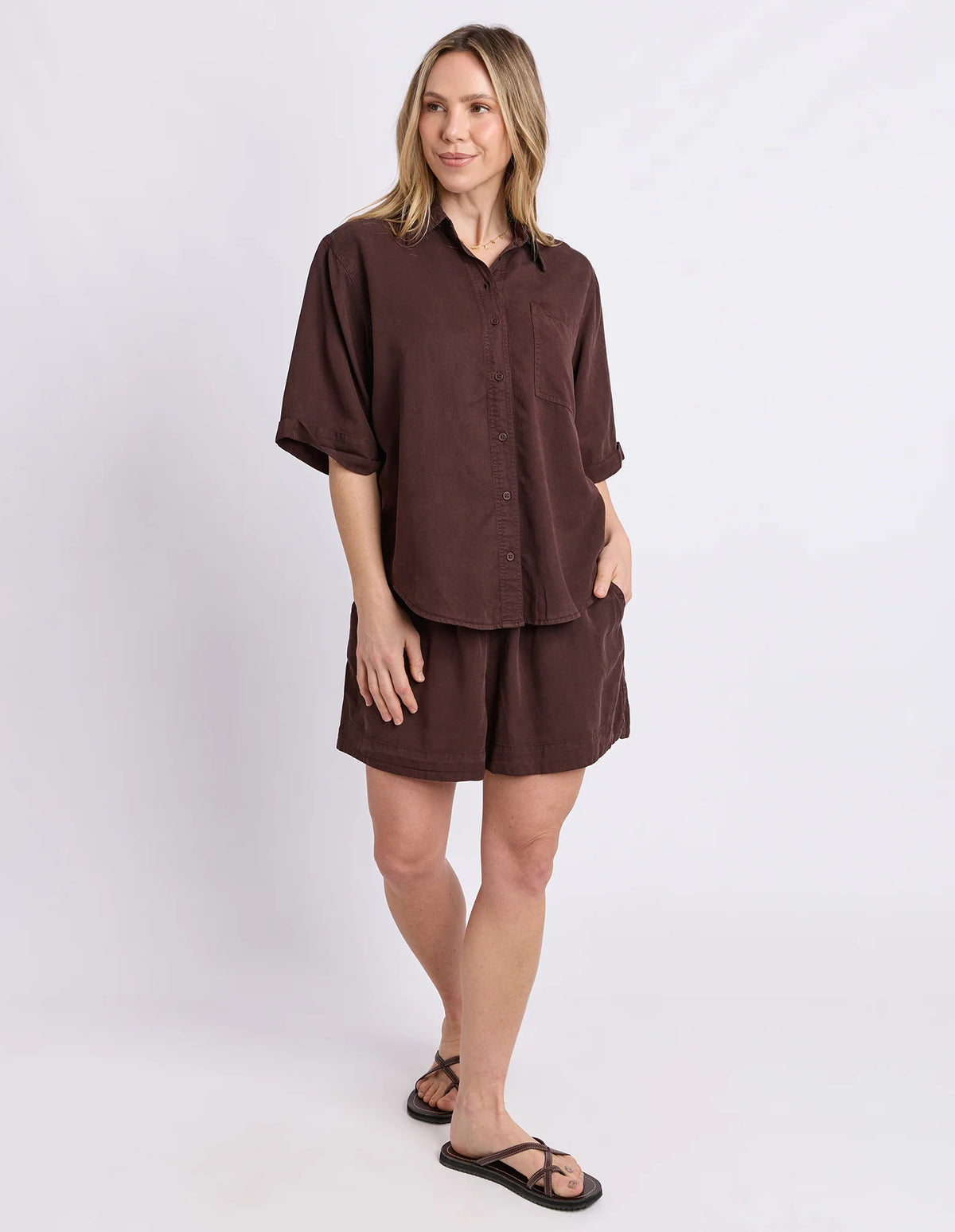 Elm Bliss Washed Shirt | Chocolate