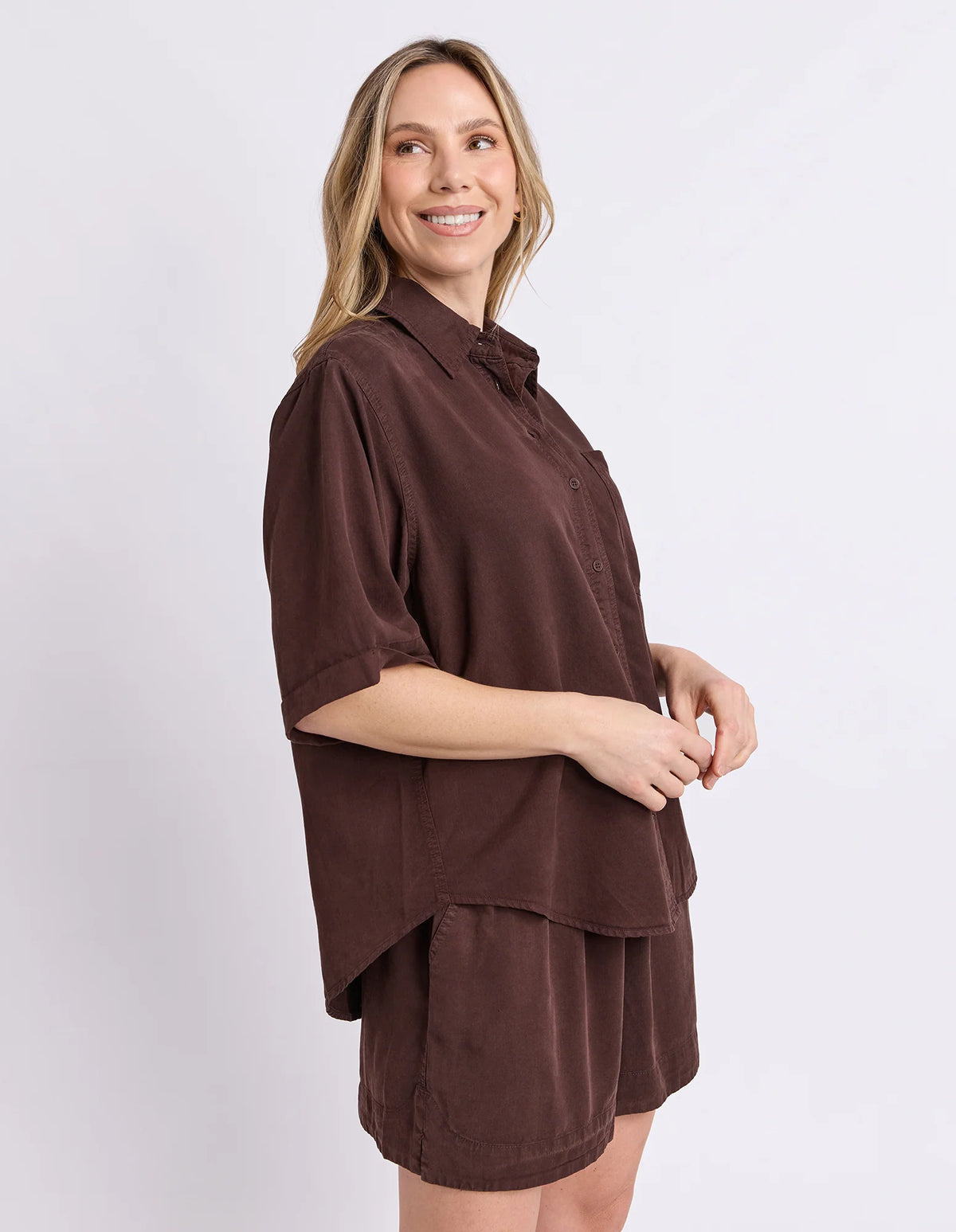 Elm Bliss Washed Shirt | Chocolate
