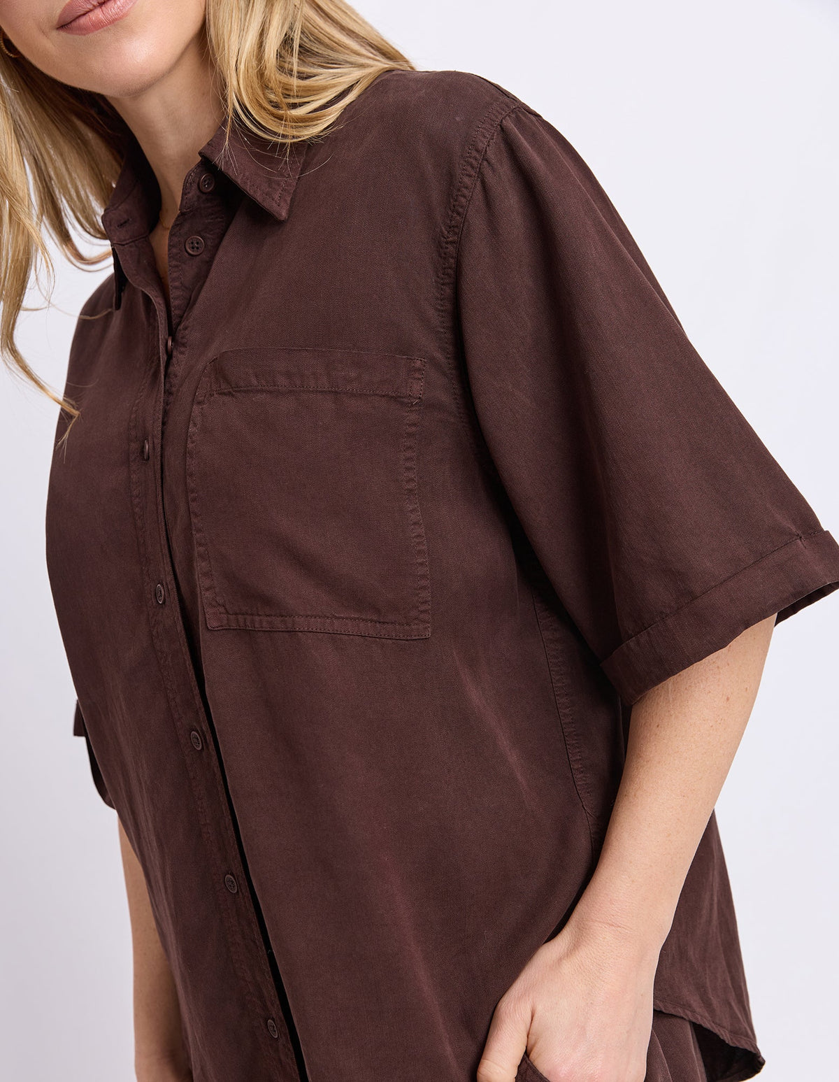 Elm Bliss Washed Shirt | Chocolate