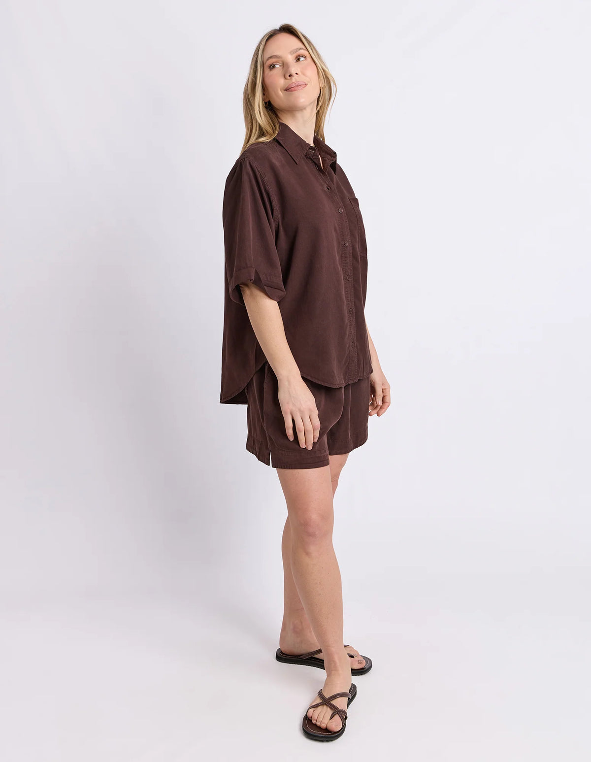 Elm Bliss Washed Shirt | Chocolate