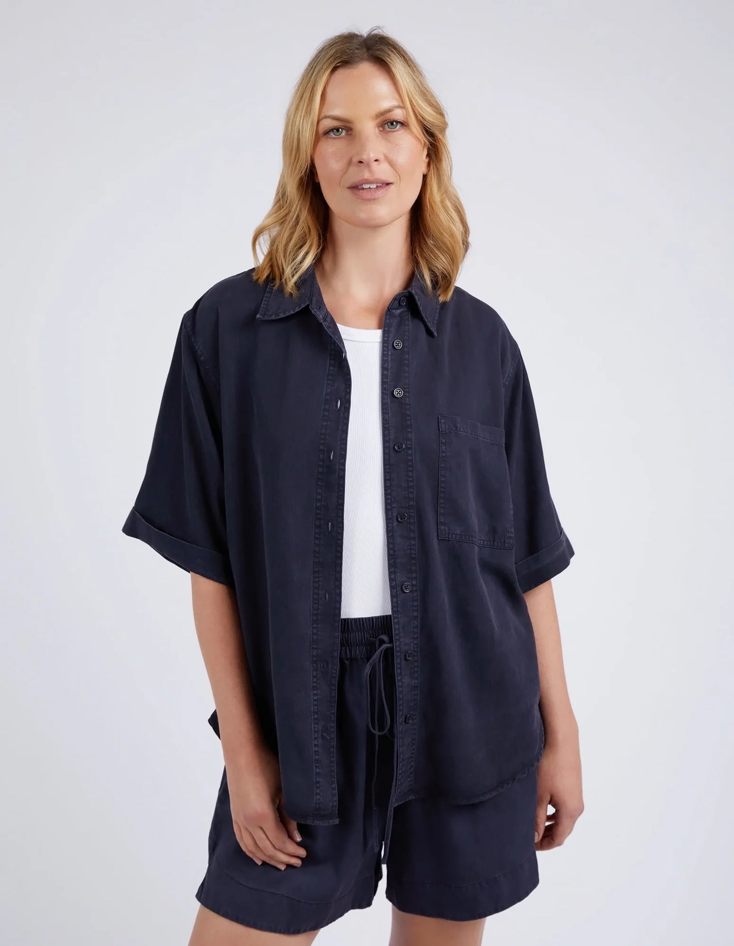 ELM BLISS WASHED SHIRT NAVY