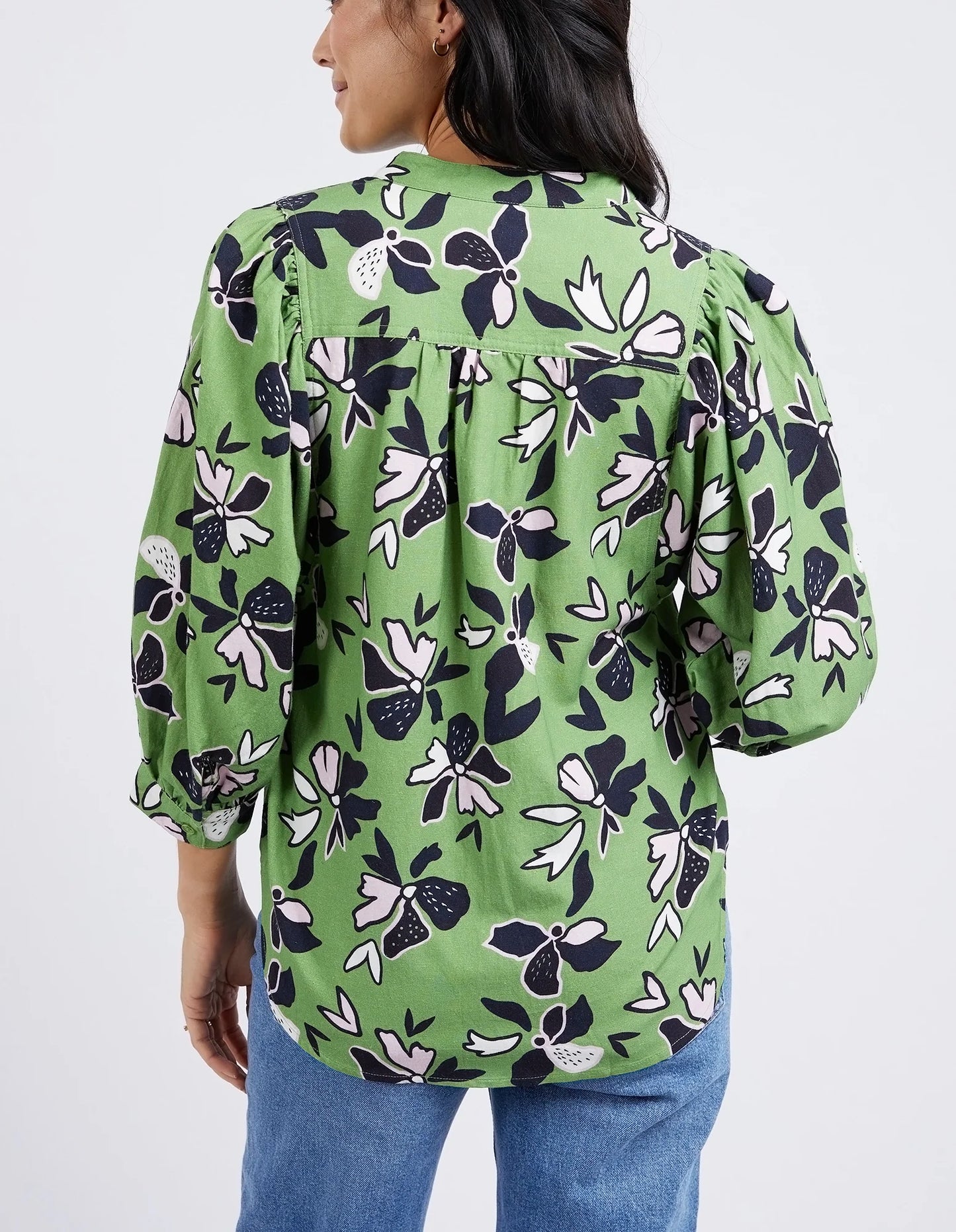 ELM IDYLL FLORAL SHIRT JUNGLE GREEN FLORAL