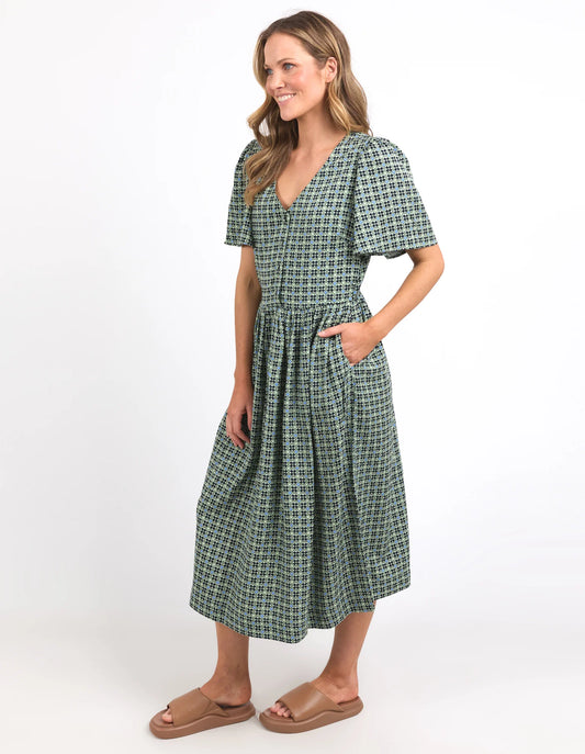 ELM TILE GEO DRESS GREEN