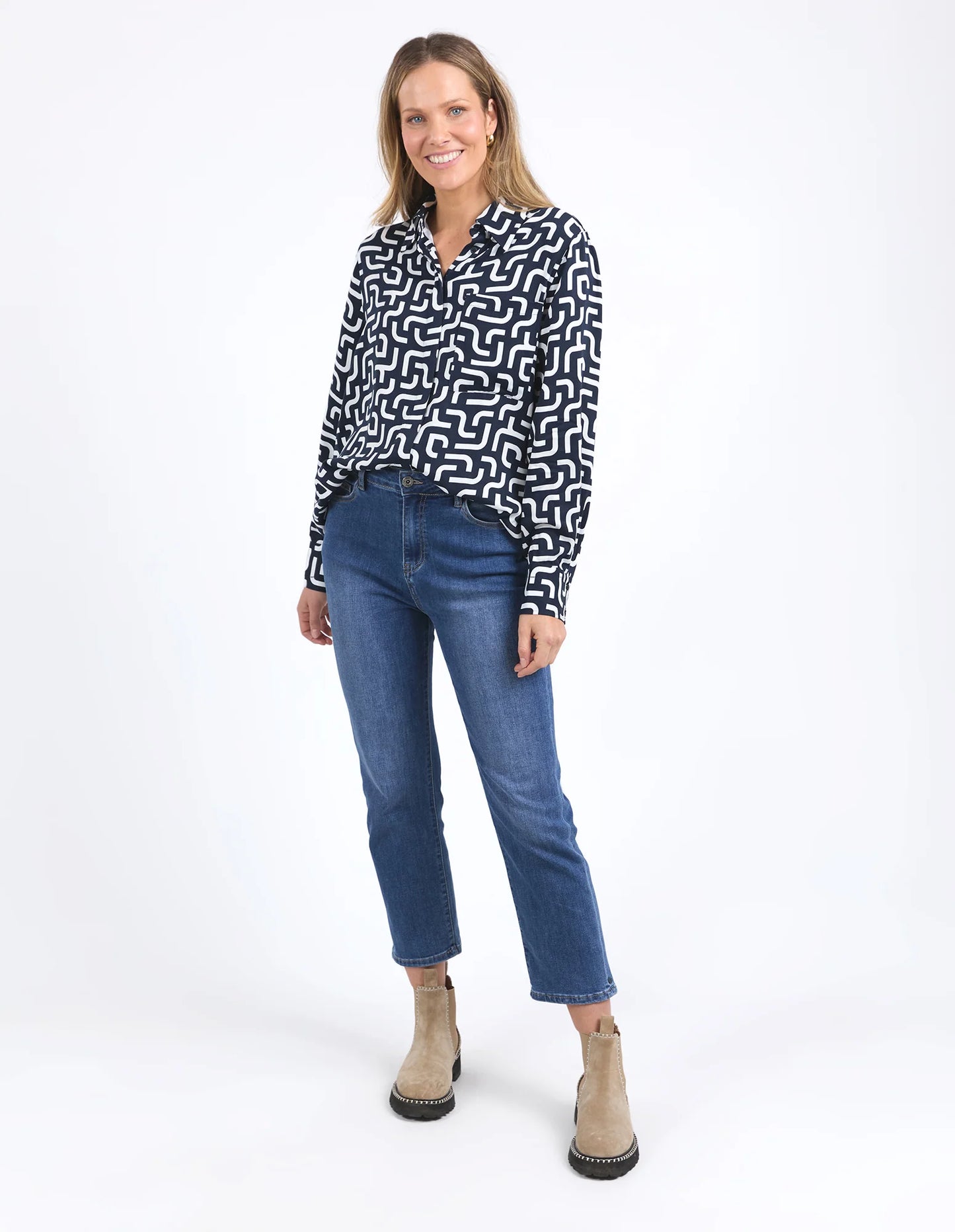 ELM GEMMA GEO SHIRT NAVY