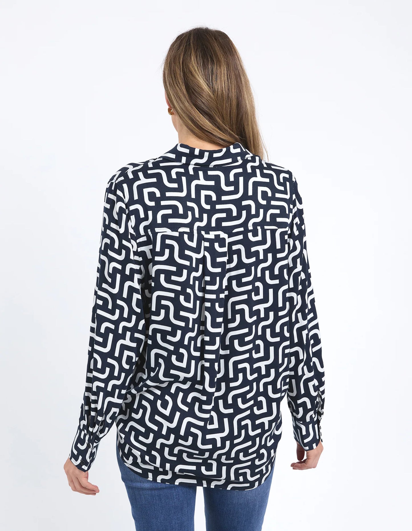 ELM GEMMA GEO SHIRT NAVY