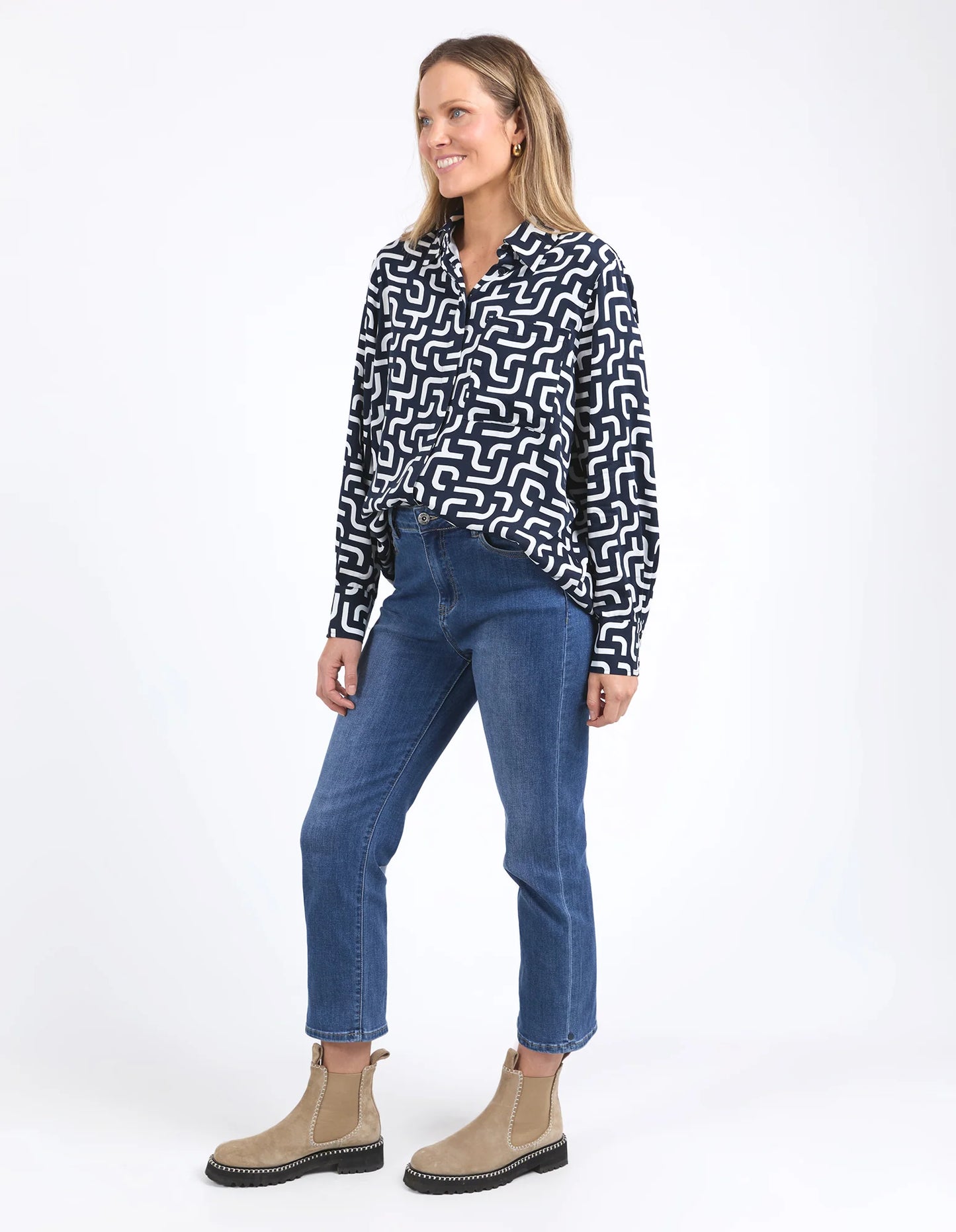 ELM GEMMA GEO SHIRT NAVY