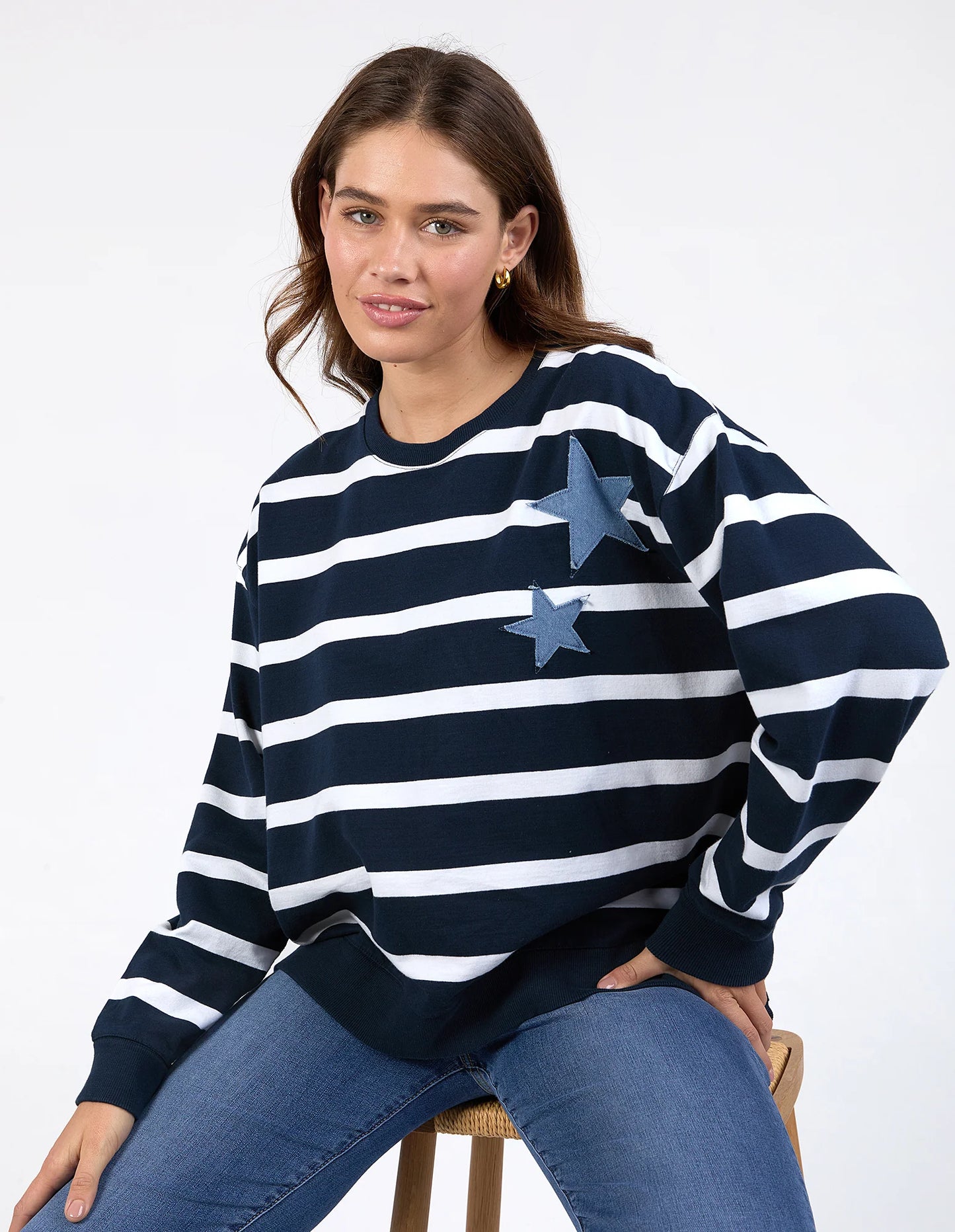 ELM GALAXY CREW NAVY & WHITE STRIPE
