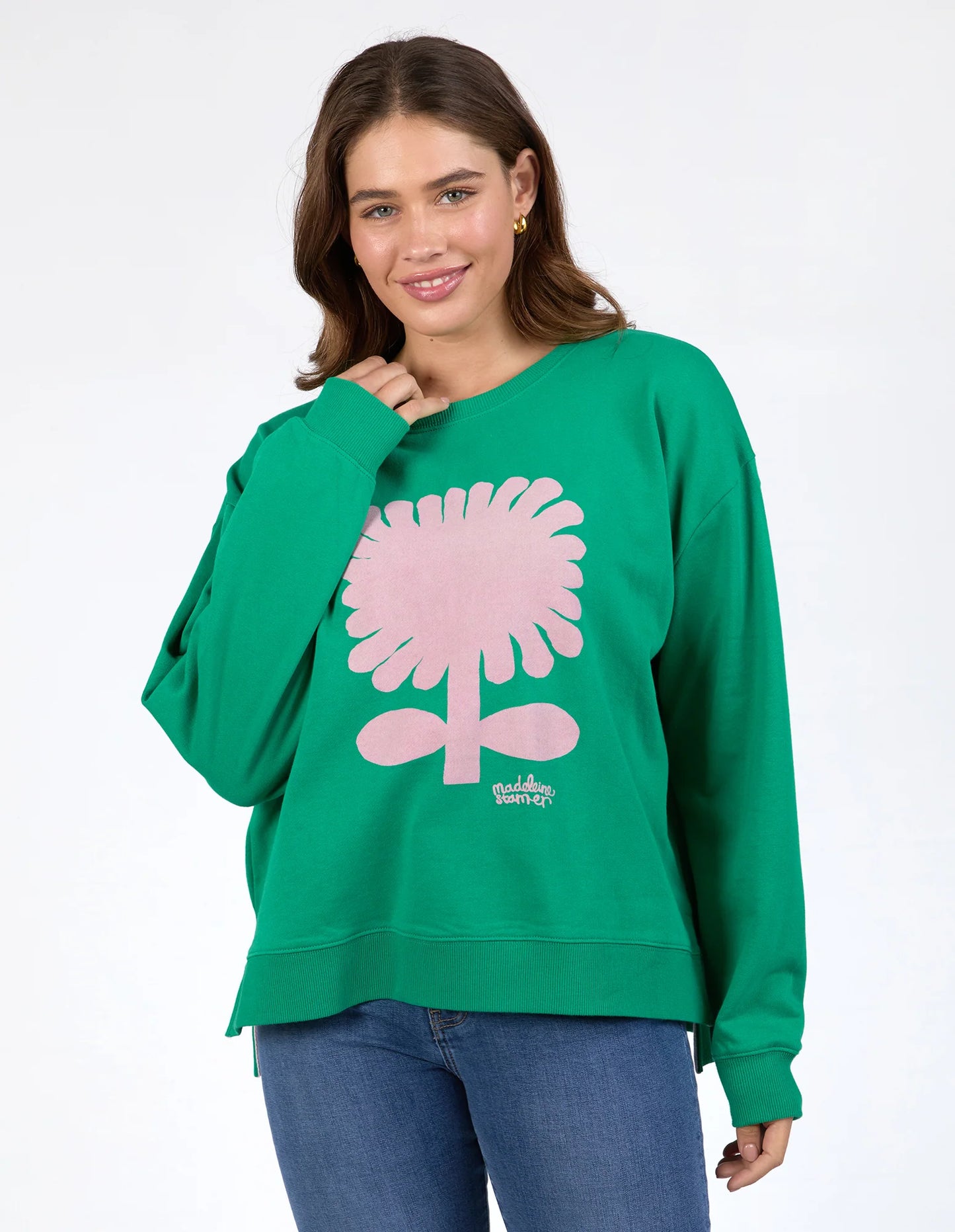 ELM MADELEINE STAMER CREW II PINE GREEN
