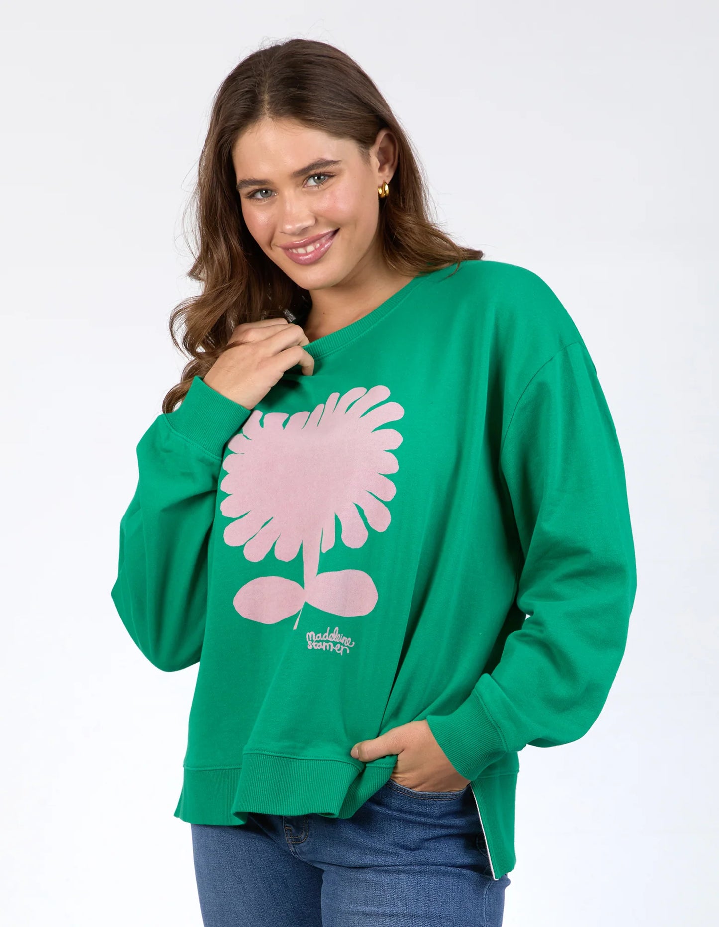 ELM MADELEINE STAMER CREW II PINE GREEN