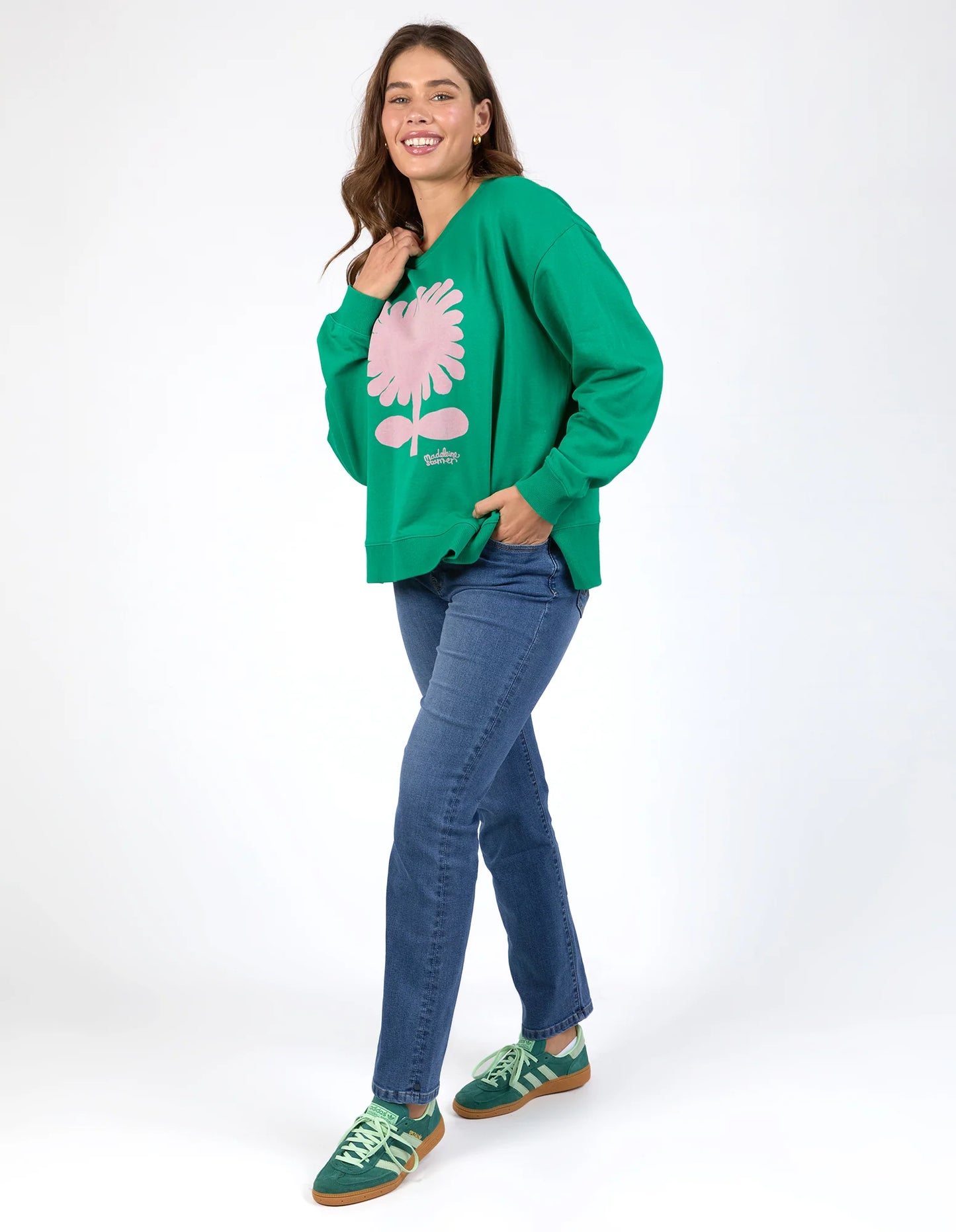 ELM MADELEINE STAMER CREW II PINE GREEN