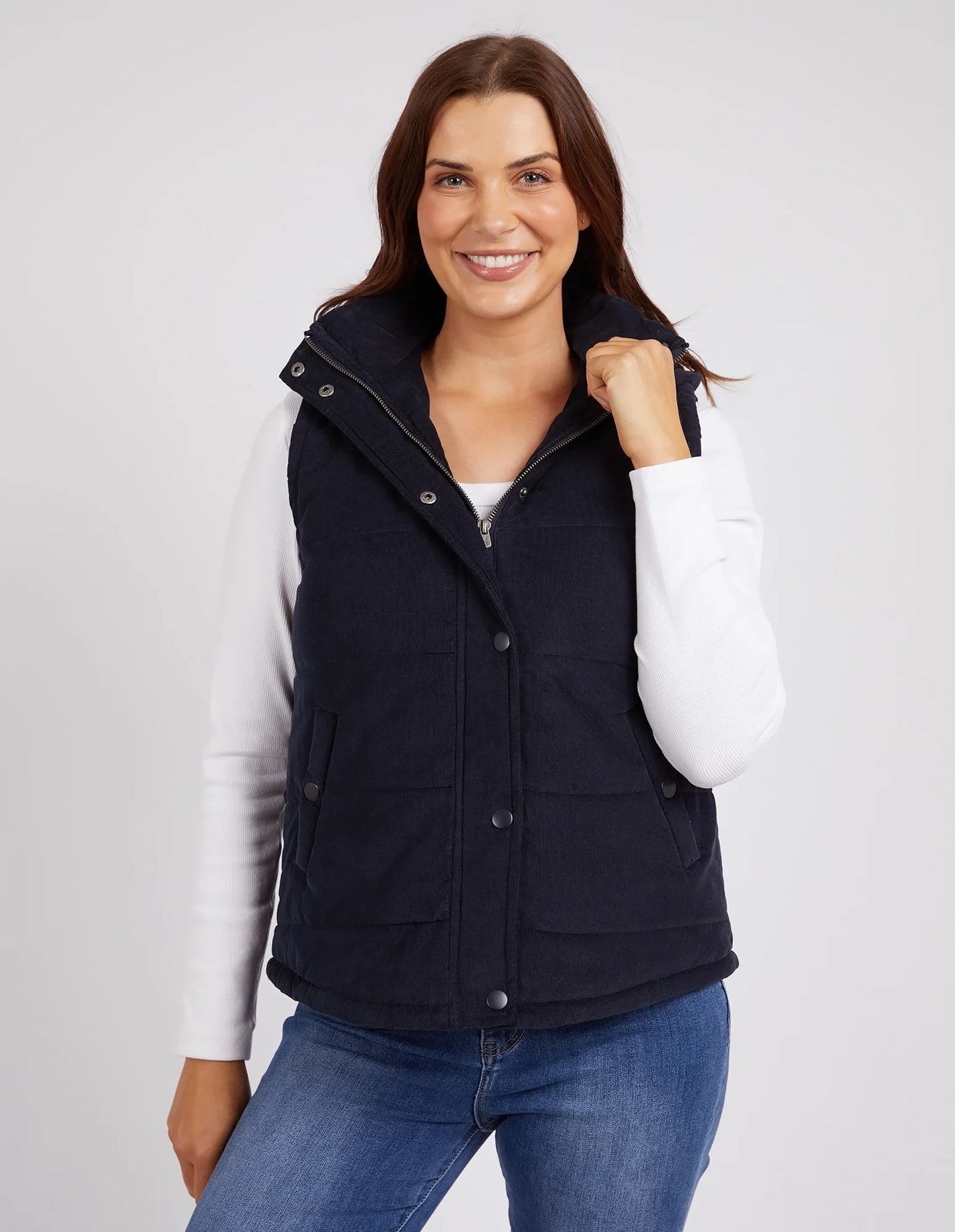 ELM CORD PUFFER VEST NAVY
