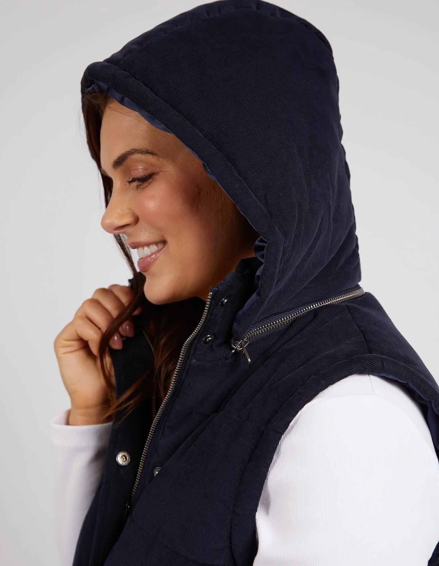 ELM CORD PUFFER VEST NAVY