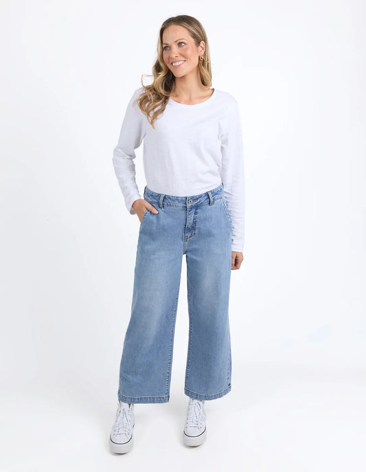 ELM IZZY WIDE LEG JEAN VINTAGE BLUE WASH