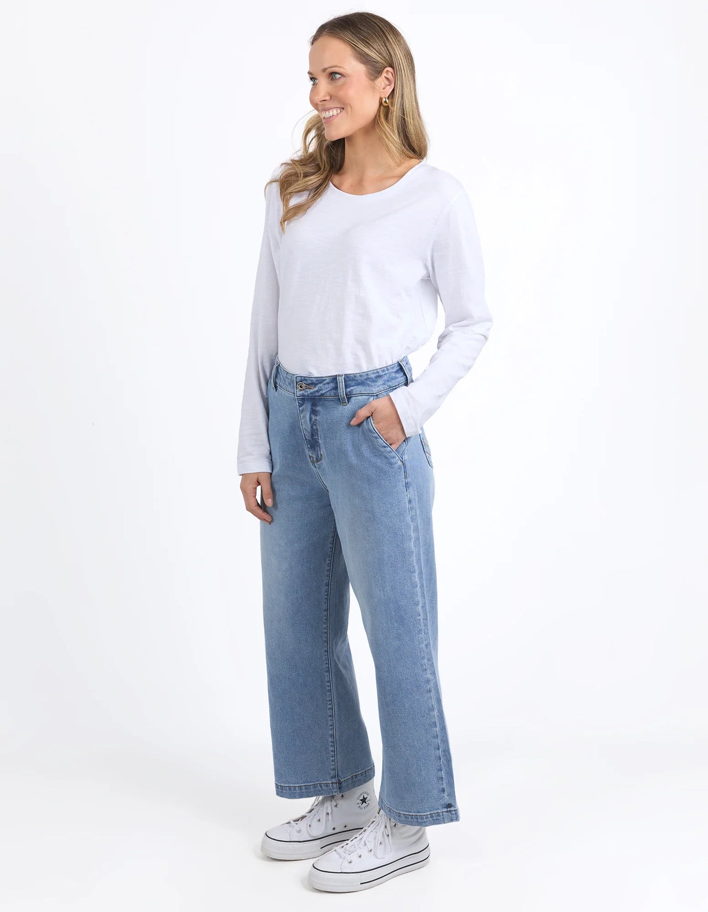 ELM IZZY WIDE LEG JEAN VINTAGE BLUE WASH