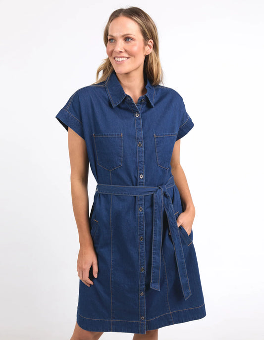 ELM EVERLEIGH DENIM DRESS DARK BLUE WASH