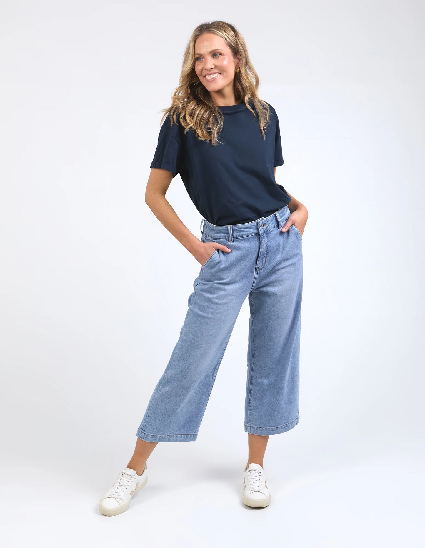 Elm Sidney Cropped Wide Leg Jean Light Blue