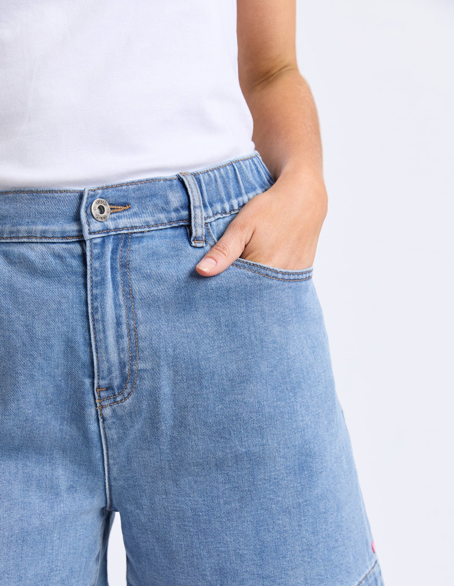 Elm Birdie Denim Short | Light Blue