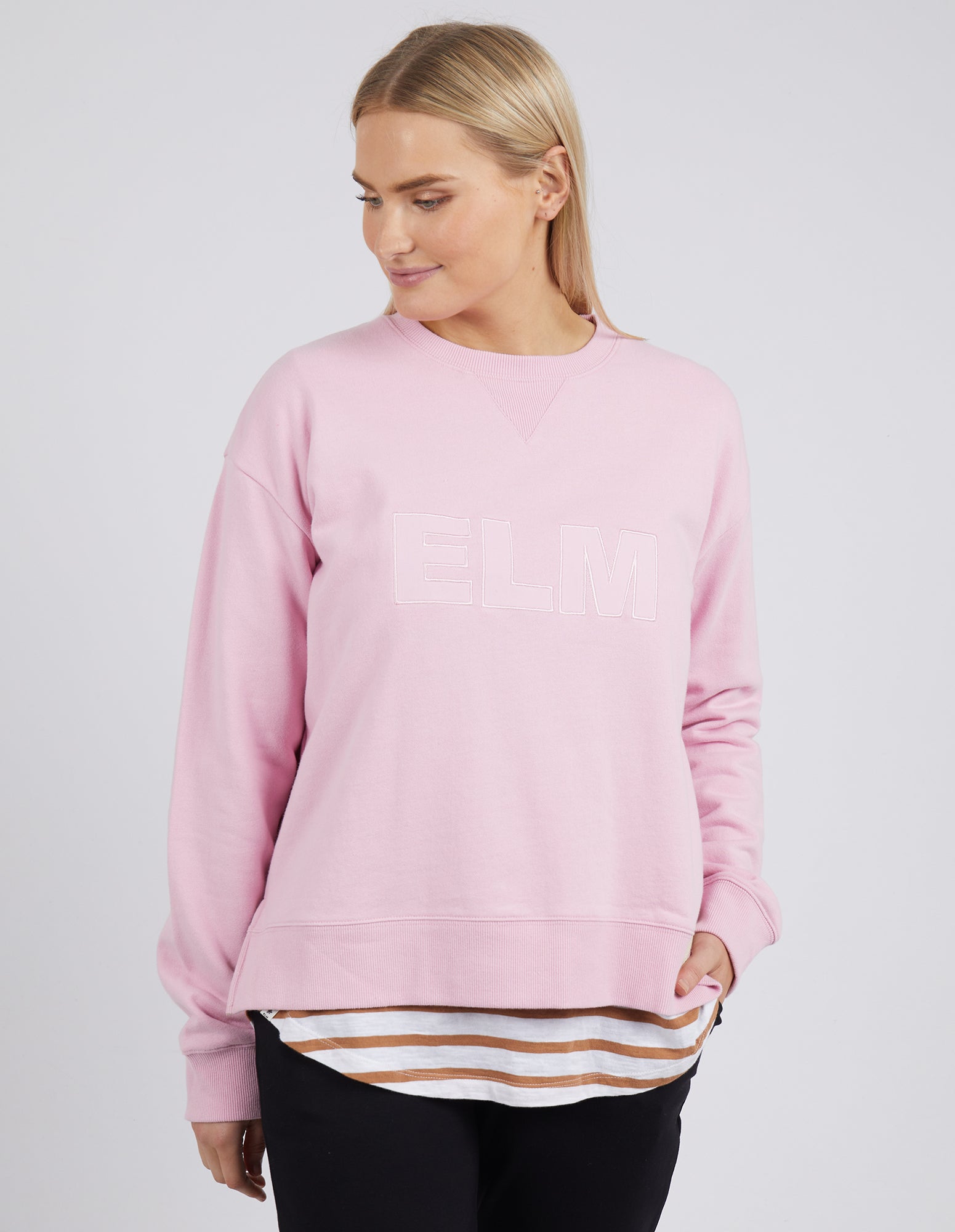 ELM APPLIQUE SWEAT HEATHER