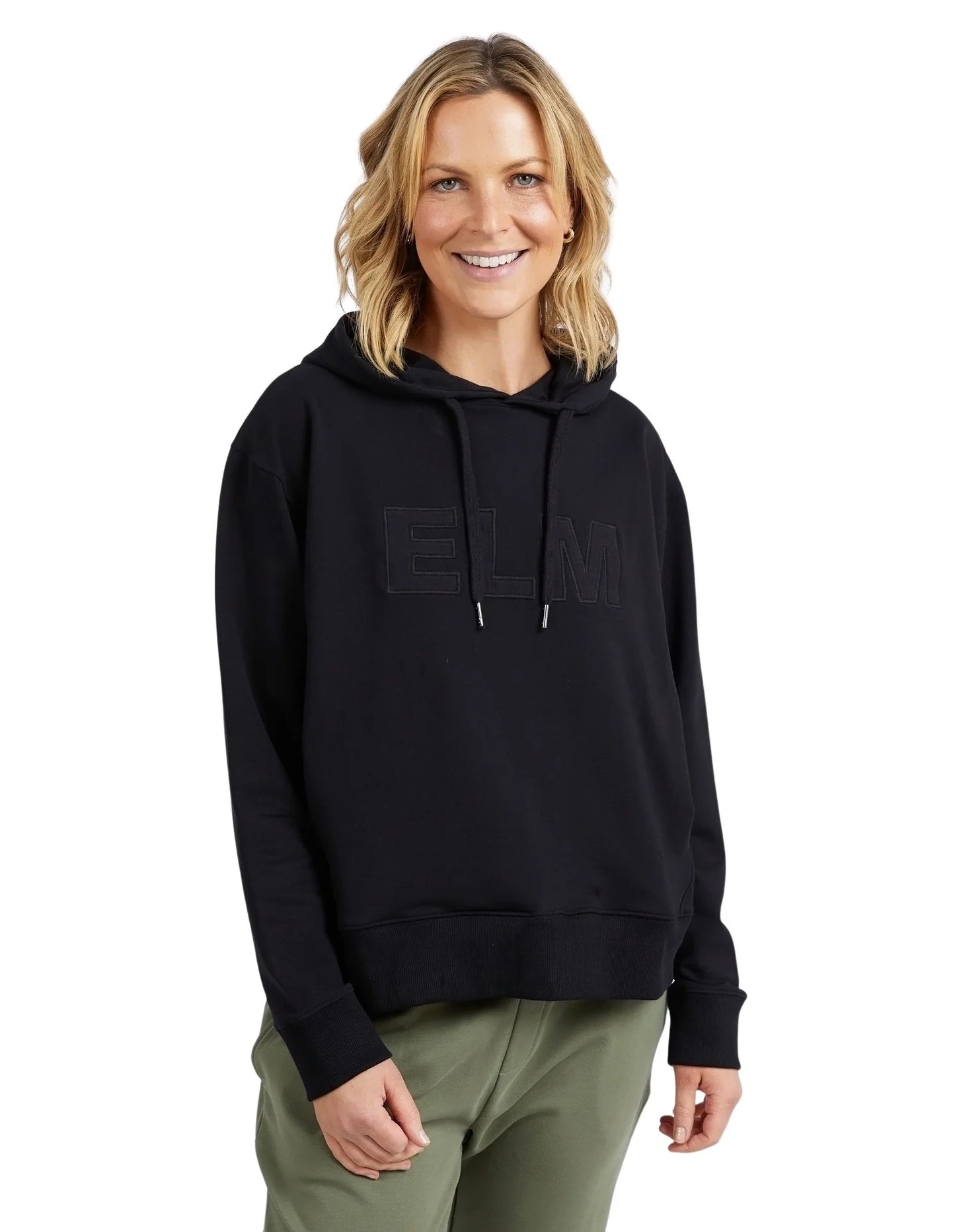 ELM APPLIQUE HOODY BLACK