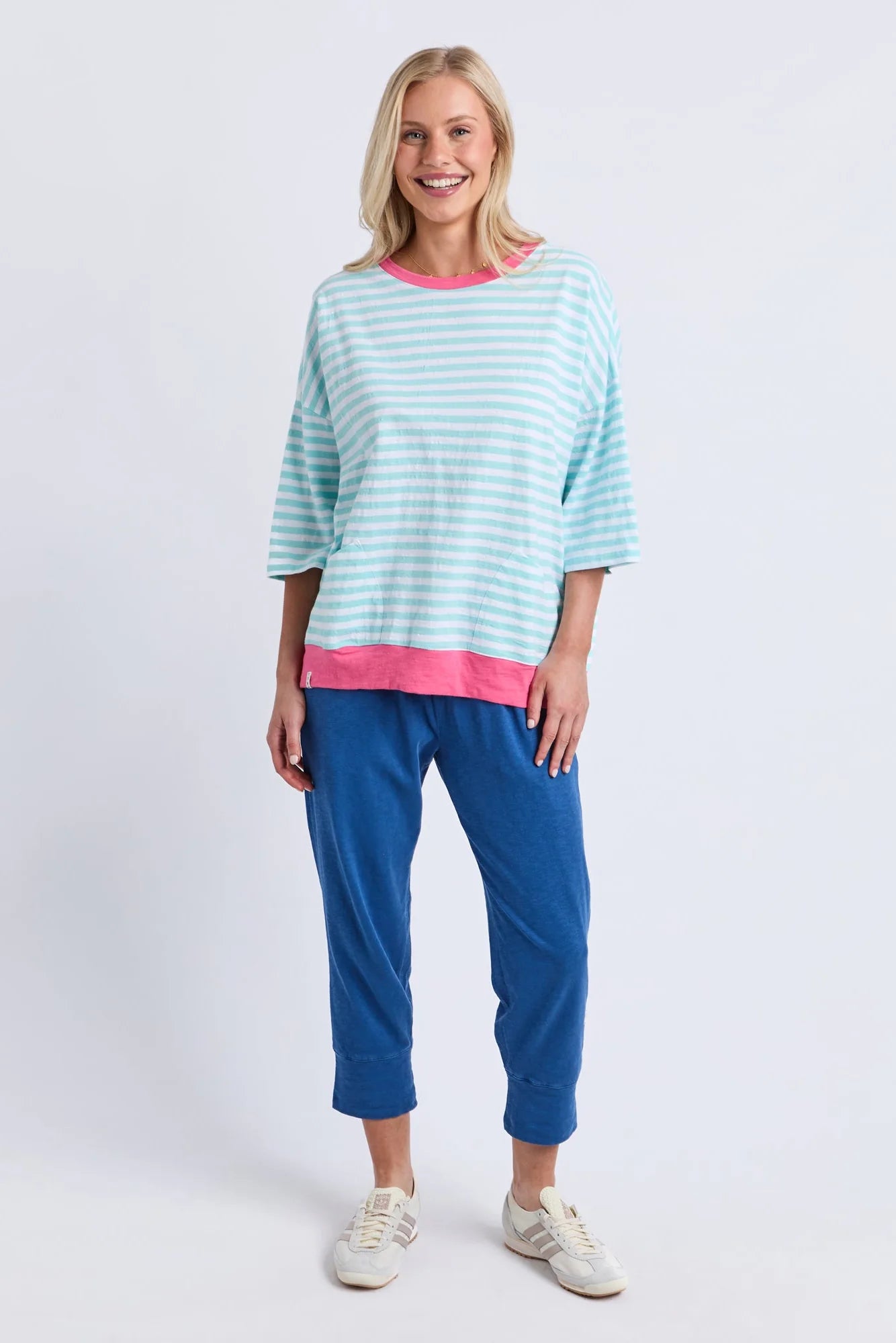 Elm Mazie Stripe Ringer Sweat | Tblu/White Str/Pnk