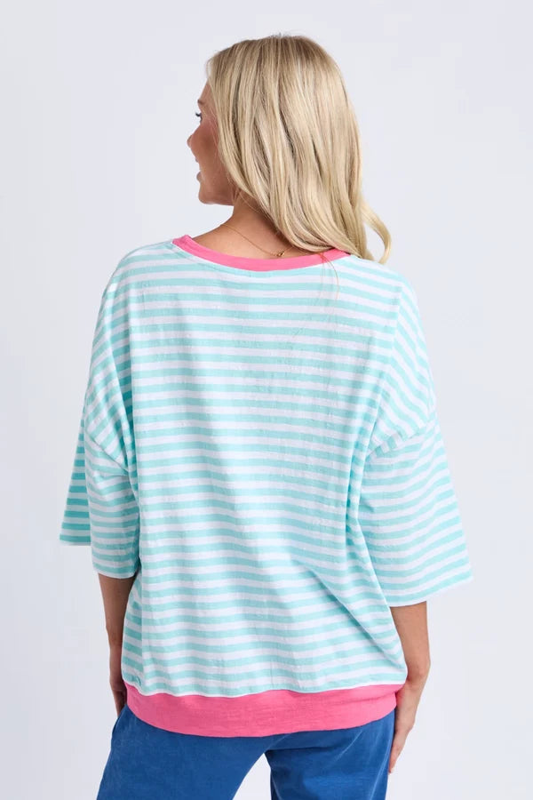 Elm Mazie Stripe Ringer Sweat | Tblu/White Str/Pnk