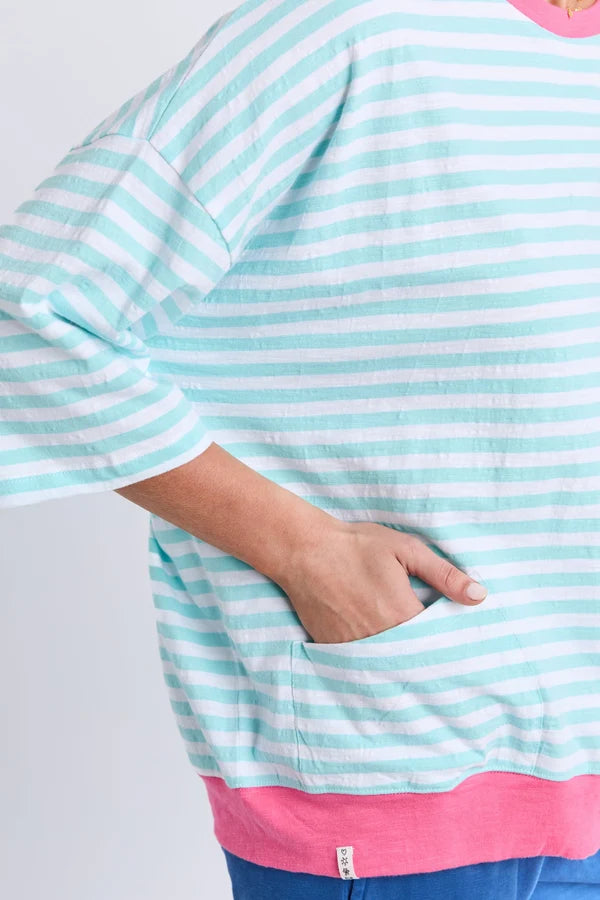 Elm Mazie Stripe Ringer Sweat | Tblu/White Str/Pnk
