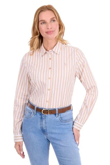 Thomas Cook Womens Ellie Long Sleeve Shirt | Tan/White