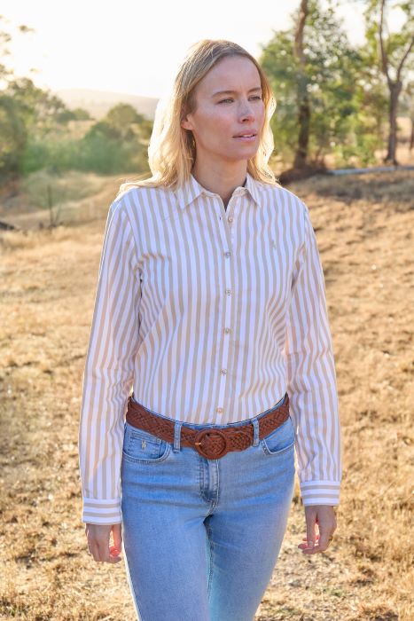 Thomas Cook Womens Ellie Long Sleeve Shirt | Tan/White