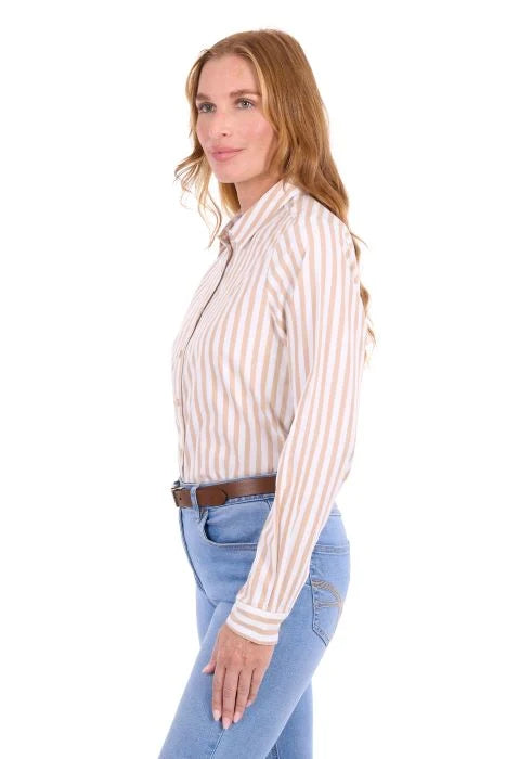 Thomas Cook Womens Ellie Long Sleeve Shirt | Tan/White