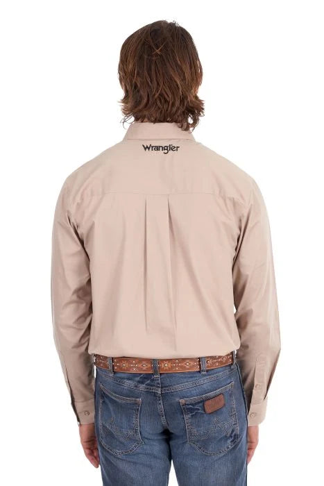 Wrangler Mens Flex One Pocket Long Sleeve Shirt | Sand