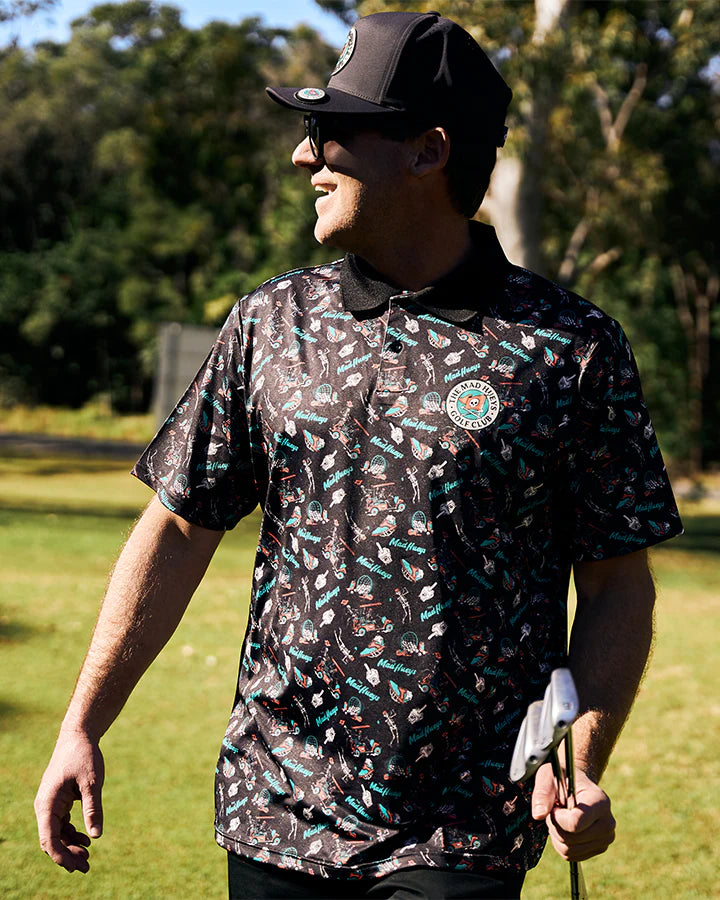 THE MAD HUEYS HUEYS GOLF SS POLO BLACK