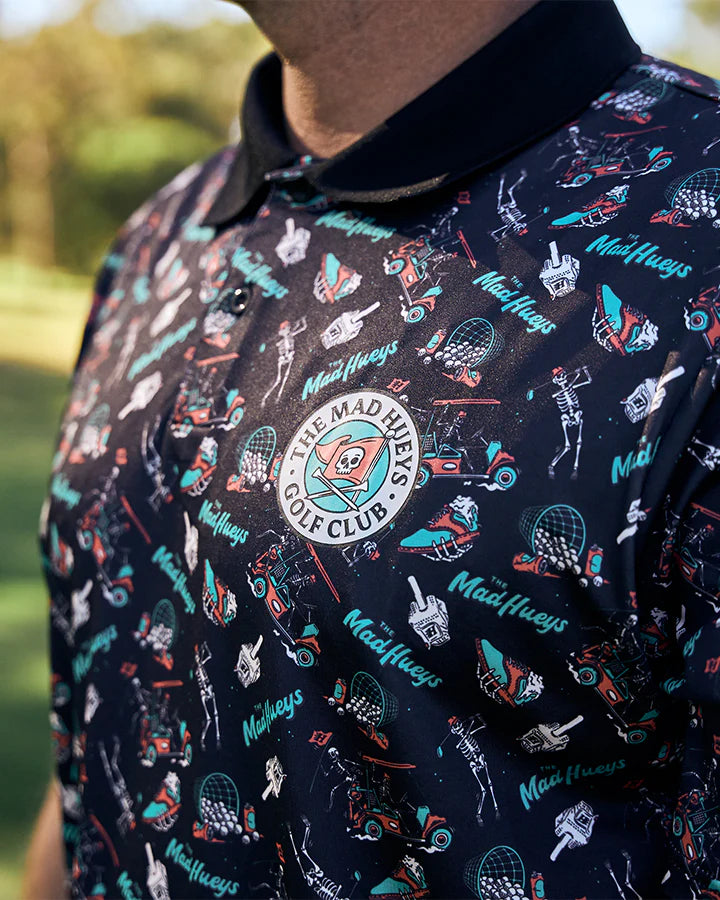 THE MAD HUEYS HUEYS GOLF SS POLO BLACK