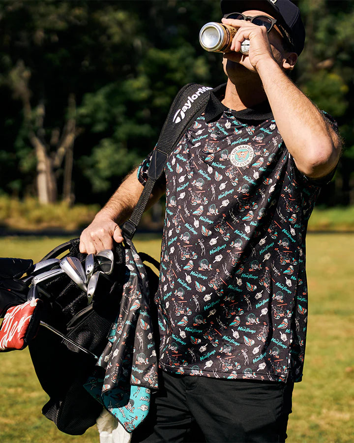 THE MAD HUEYS HUEYS GOLF SS POLO BLACK