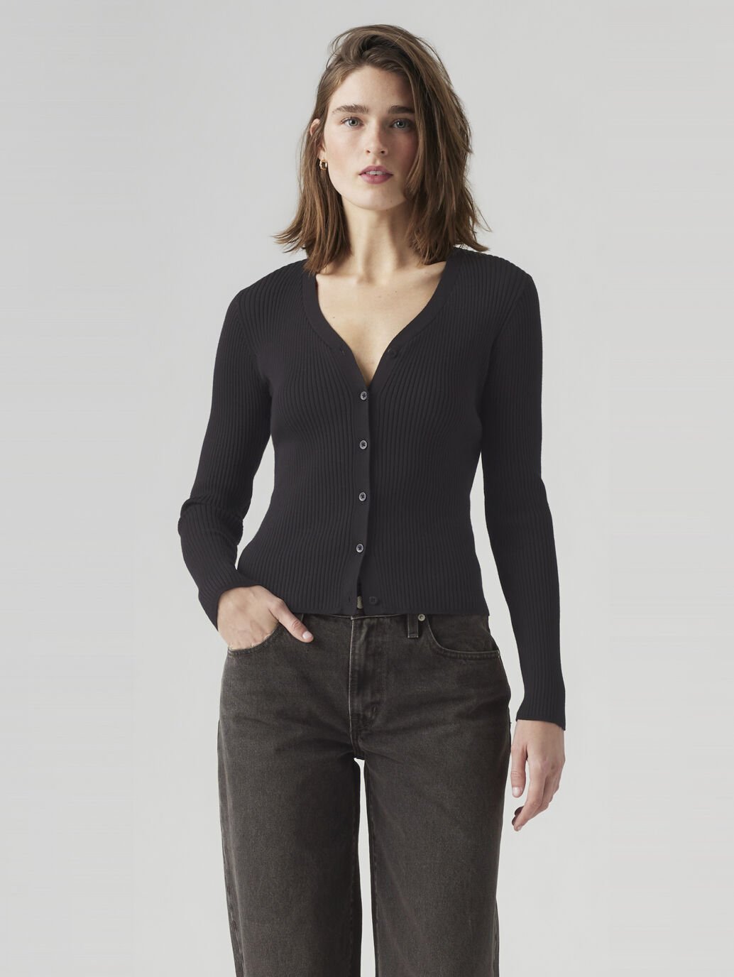 LEVI'S TULIP CARDIGAN CAVIAR