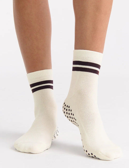 Ambra Grip Crew Sock | Buttercream