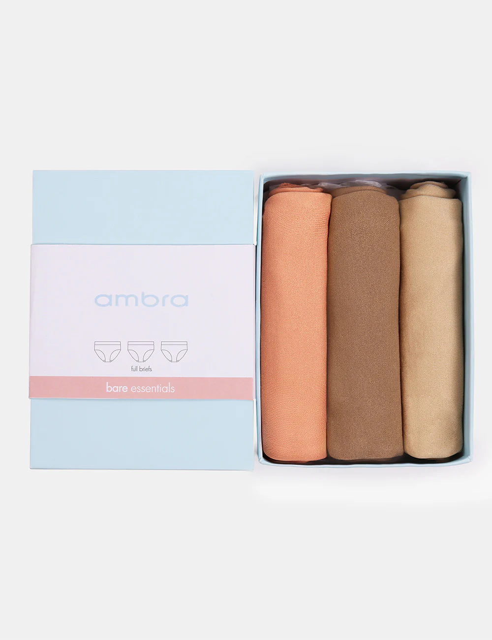 AMBRA 3PACK BARE ESSENTIALS FULL BRIEF GIFT BOX SPICED PEAR/ALMOND/ROSE BEIGE