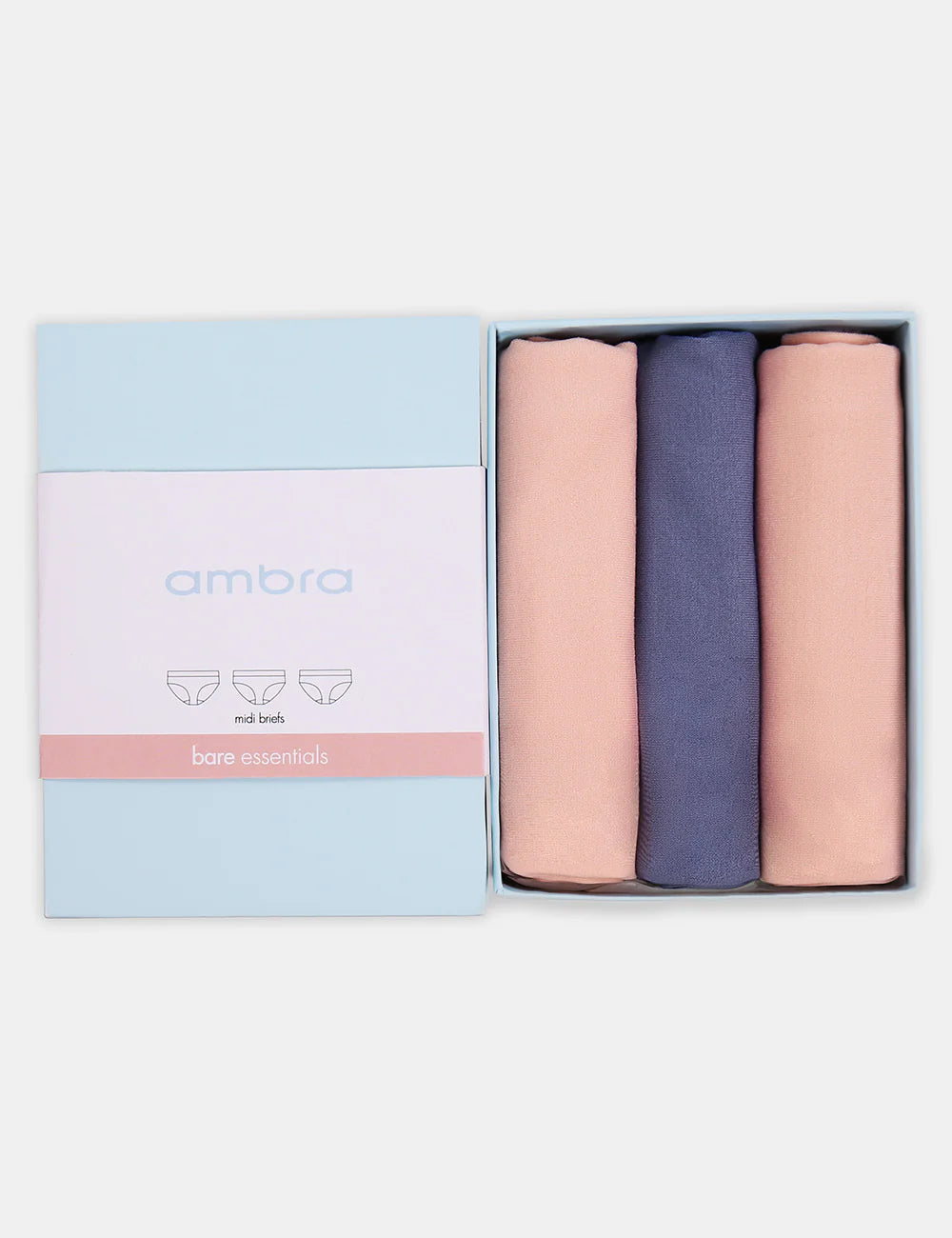 AMBRA 3PACK BARE ESSENTIALS MIDI BRIEF GIFT BOX STRAWBERRY/BLUEBIRD/STRAWBERRY