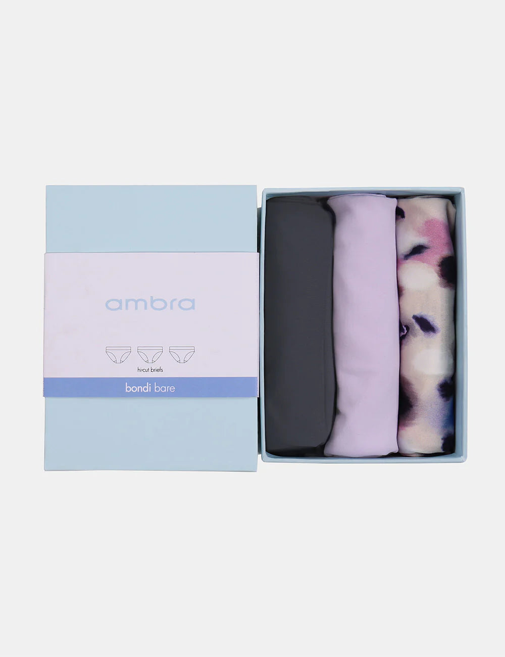 AMBRA 3PACK BARE ESSENTIALS HI CUT BRIEF GIFT BOX NIGHTSHADE/WISTERIA/NIGHT TRAIN