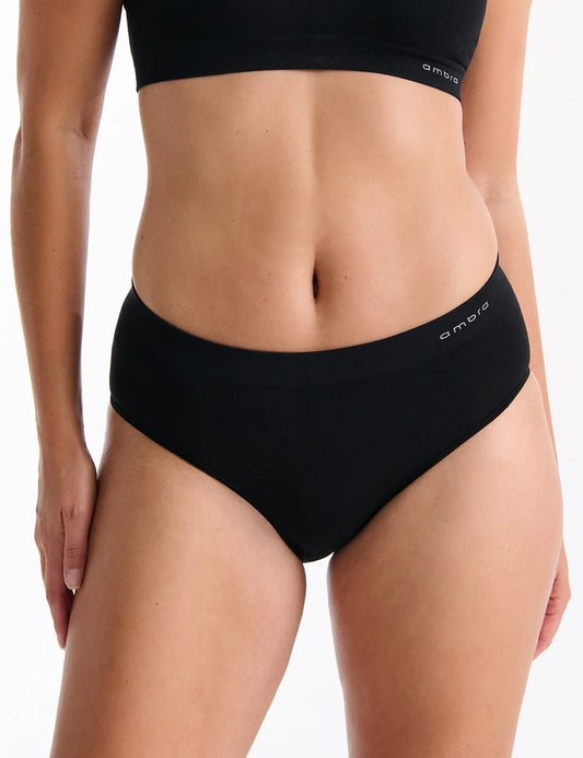 Ambra Pure Basics Midi Brief 2 Pack Box | Black