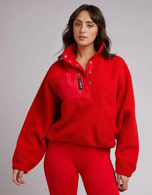 ALL ABOUT EVE ACTIVE TEDDY ZIP 1/4 ZIP RED