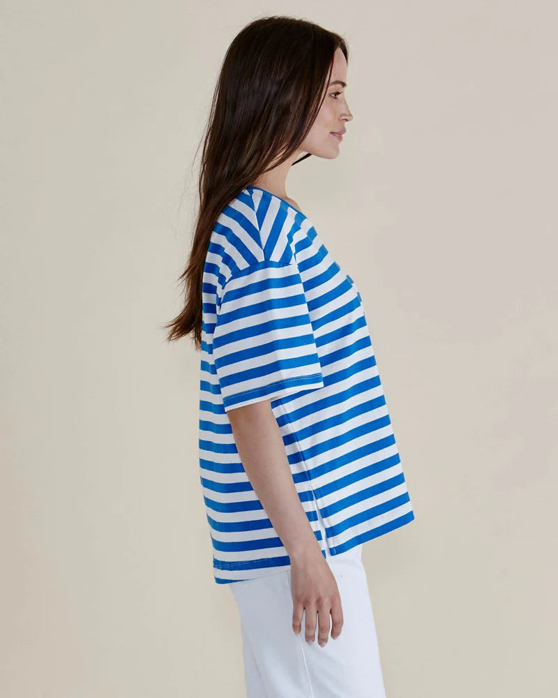BETTY BASICS RELAX BOXY TEE AZURE BLUE STRIPE