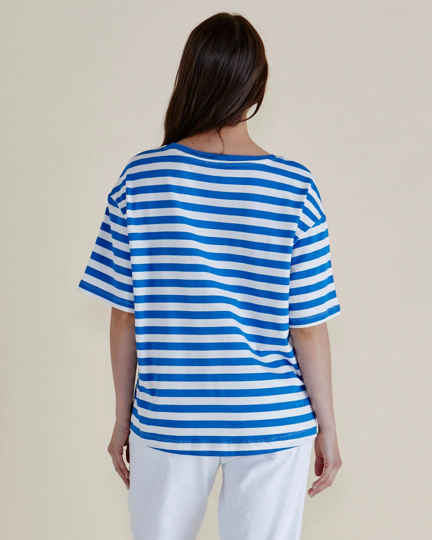 BETTY BASICS RELAX BOXY TEE AZURE BLUE STRIPE