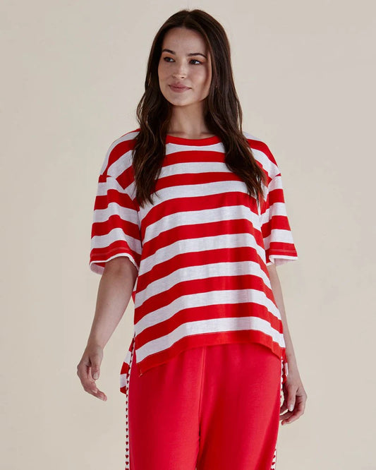 BETTY BASICS RELAX BOXY TEE RED STRIPE
