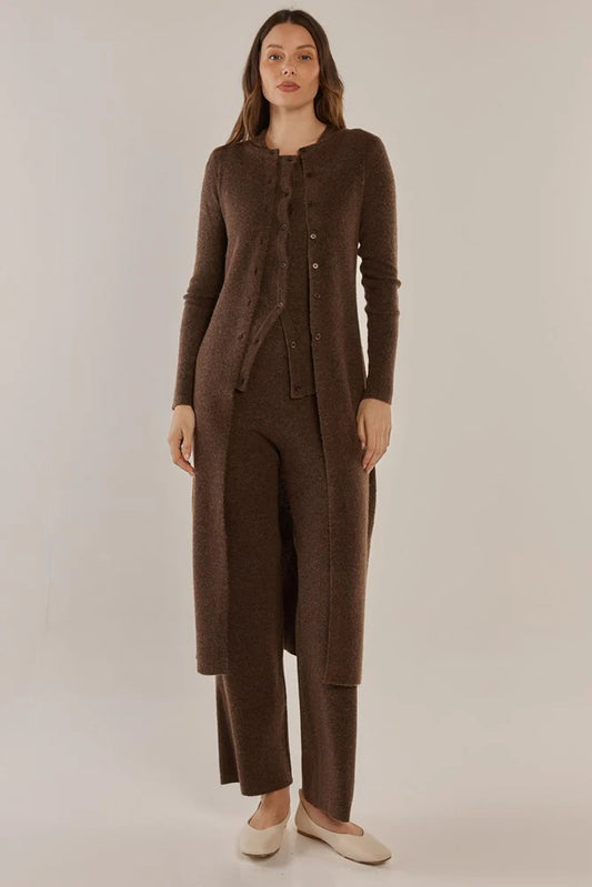 Betty Basics Nash Knit Long Cardigan | Espresso Brown