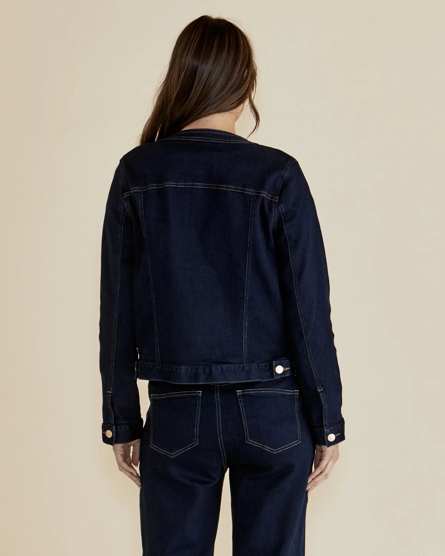 BETTY BASICS CINDY COLLARLESS DENIM JACKET INK