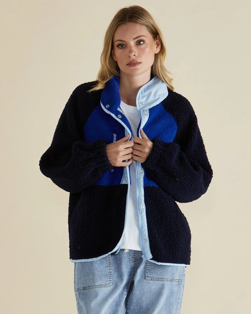 BETTY BASICS FRANKLIN FLEECY JACKET BLUE